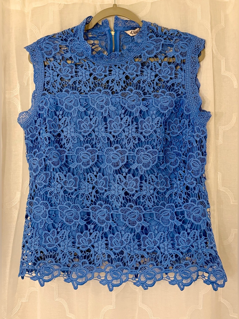 Nanette Lepore Royal Blue Floral Crochet Sleeveless Top